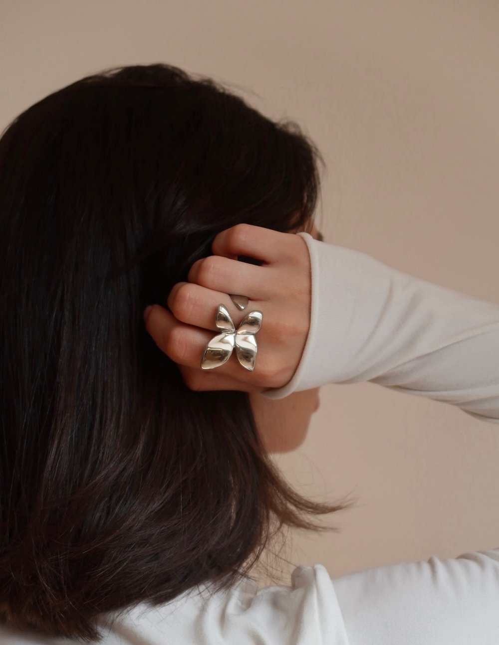 Кольцо Flower silver