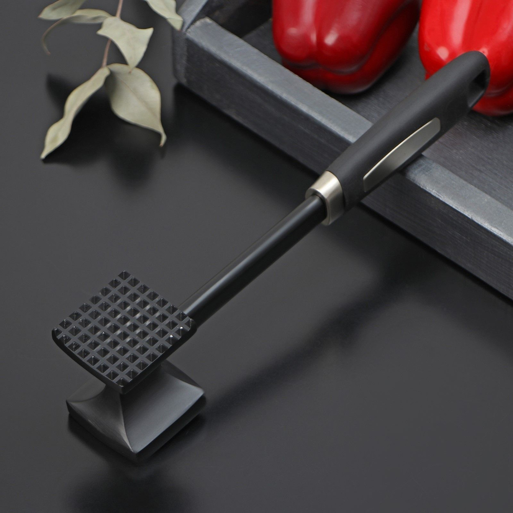 Молоток для мяса Доляна «Сарейп», 26 см, нержавеющая сталь, цвет чёрный
