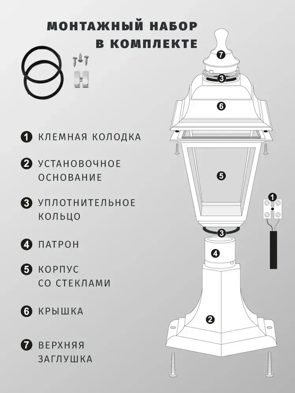 Светильник уличный Navigator 80 468, 4 грани, цоколь E27, IP44, на постаменте, черный