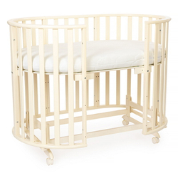 Кроватка-трансформер овальная Vikalex Лоди маятник на колёсах белый