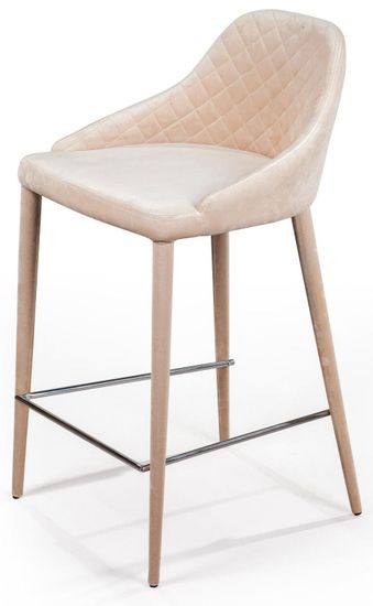 Стул полубарный Douglas, бархат бежевый
