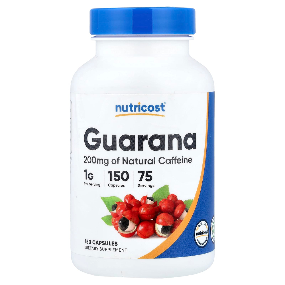 Nutricost, Гуарана, 150 капсул (500 мг в каждой капсуле)