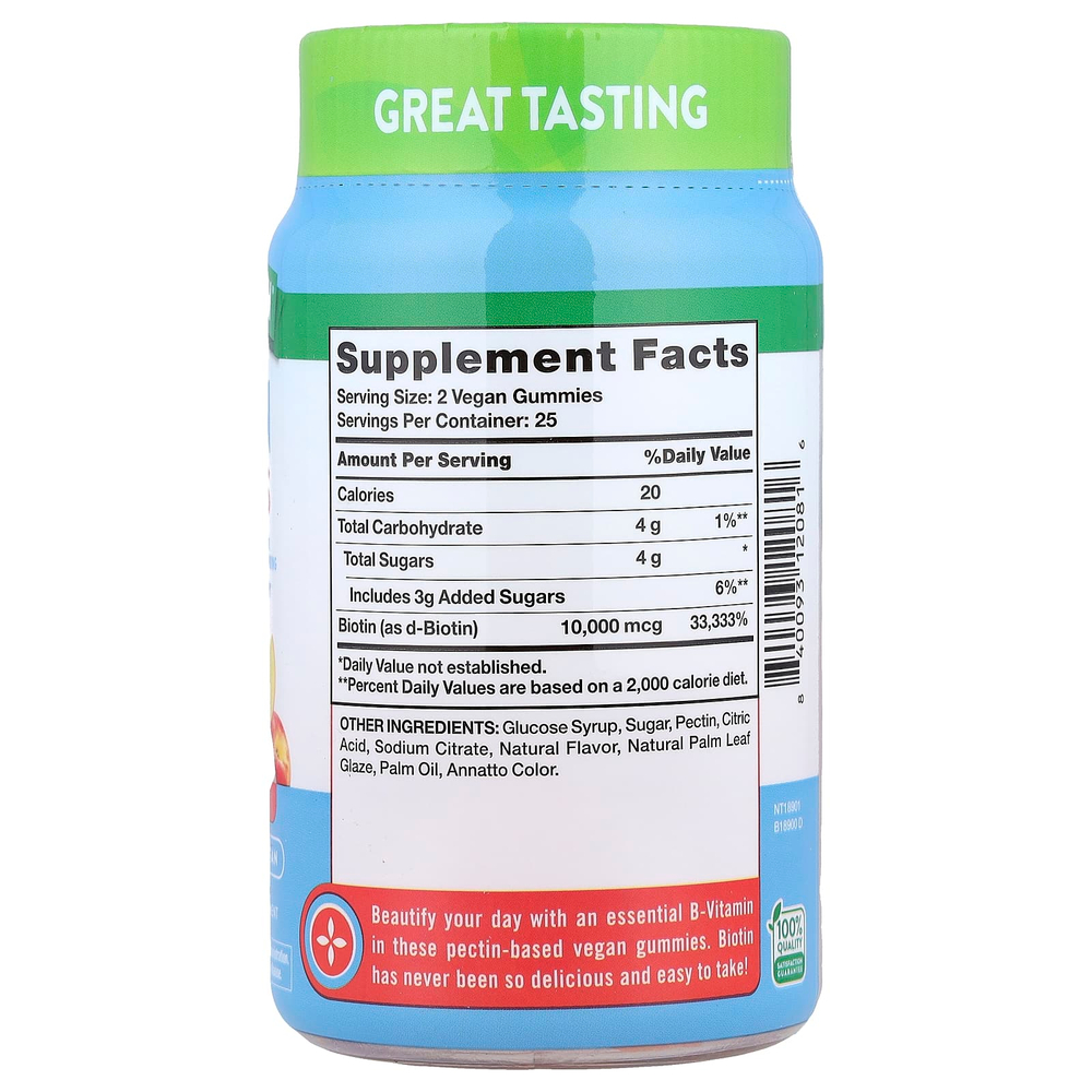 Nature's Truth, жевательные таблетки с биотином, со вкусом персика, 50 жевательных таблеток (5000 мкг в 1 жевательной таблетке)