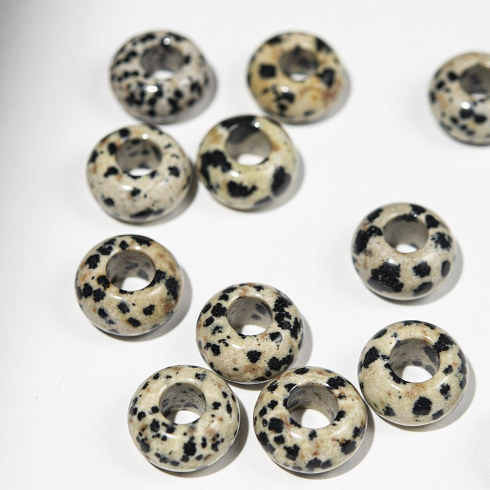 Каменный бублик, 14мм, аплит (яшма далматин) натуральный