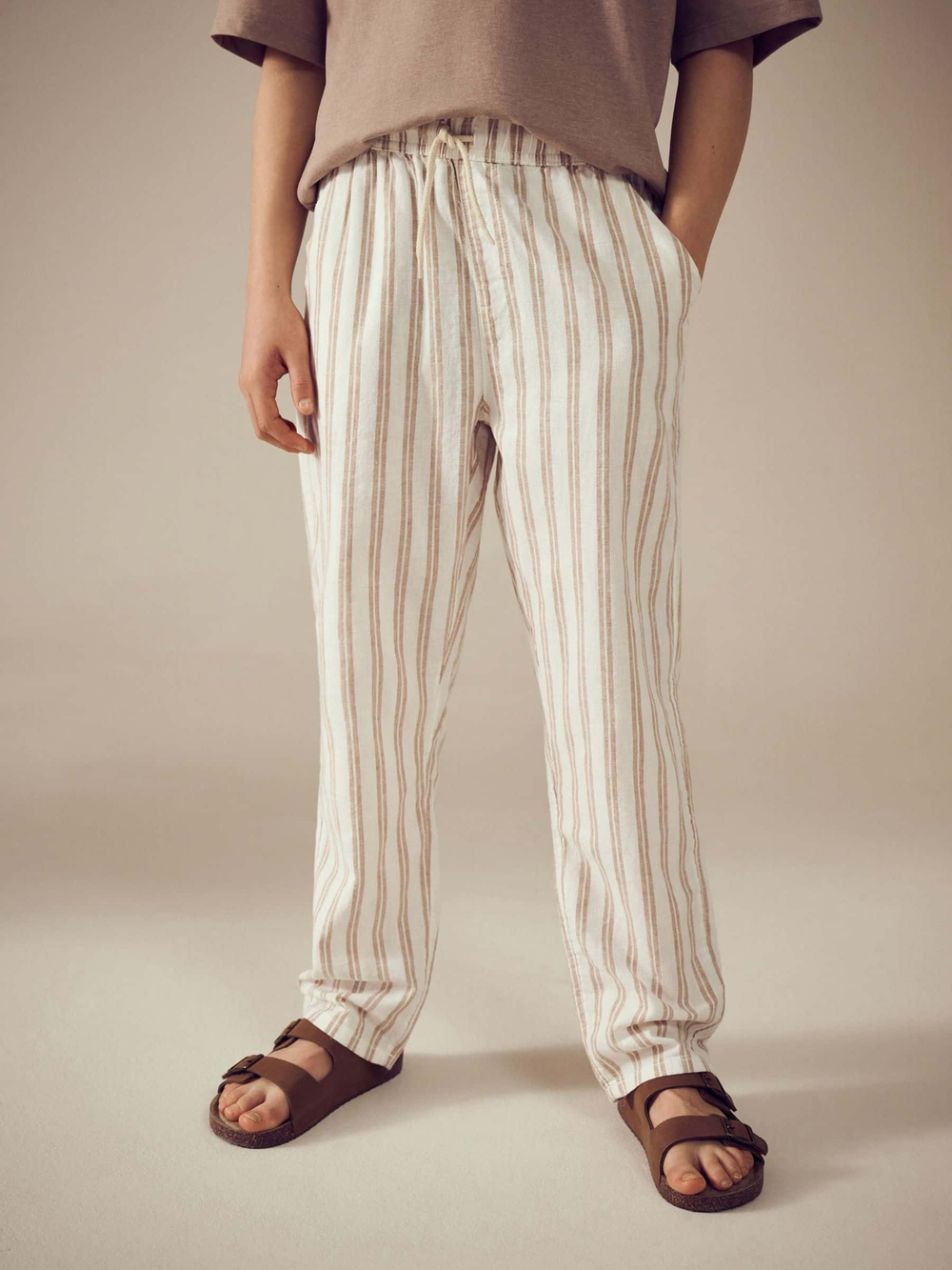 Брюки льняные для мальчика Next E42-435, Бежевый