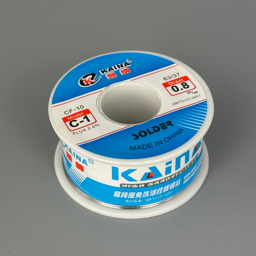 Припой KAINA 63/37 с флюсом CF-10, 100гр, 0.8мм