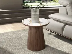 Приставной столик 2159 из керамики в мраморной отделке и ореха