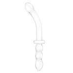 Изогнутый стеклянный фаллоимитатор 12’’ Girthy Ribbed G-Spot Glass Dildo With Handle Grip Double Ended - 30 см. (Цвет: прозрачный)