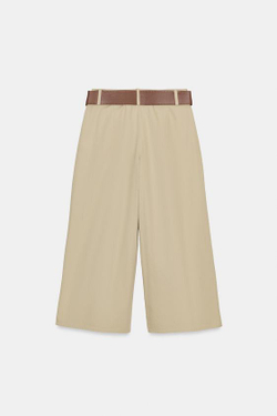 ZARA БРЮКИ-КЮЛОТЫ С РЕМНЕМ, МЯГКИЙ КАШТАНОВЫЙ