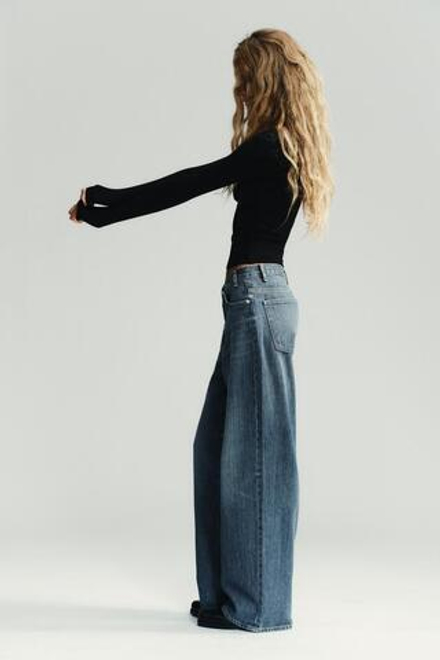 ZARA ФУТБОЛКА В РУБЧИК С ДЛИННЫМИ РУКАВАМИ, ЧЕРНЫЙ