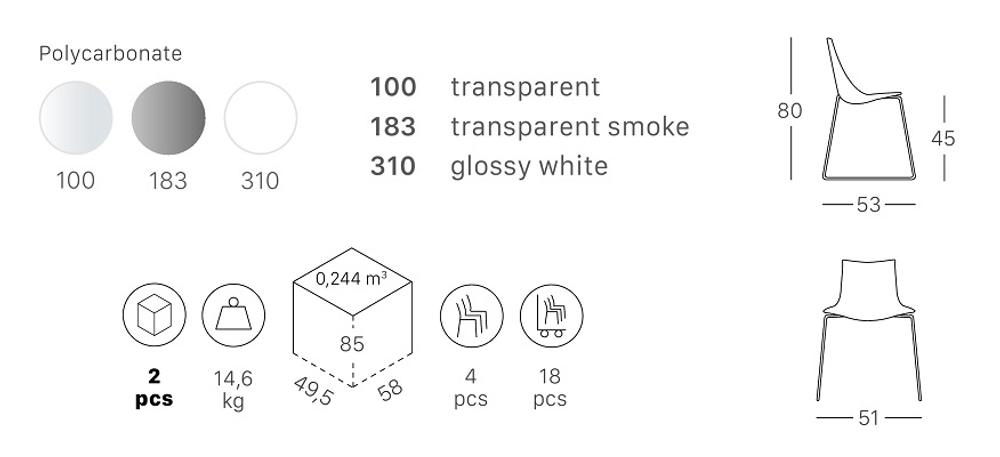 Стул пластиковый Scab Design Zebra Antishock, хром, белый
