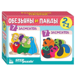 Пазл дерев. 2в1 "Обезьяны и панды" IQ step (Степ пазл)