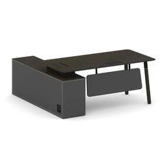 Fresco Стол руководителя FR.SR-18 (R) Дуб Темный/Базальт UM/Металл Черный/Нерж. Сталь 1800*1798*750