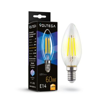 Светодиодная лампа Crystal Candle 6W 3000K E14 (7198) VG10-C1E14-3K-6W-F Voltega