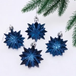 Ёлочные игрушки «Таинственное очарование» Звезда остроконечная 6 см (набор 4 шт), сапфир
