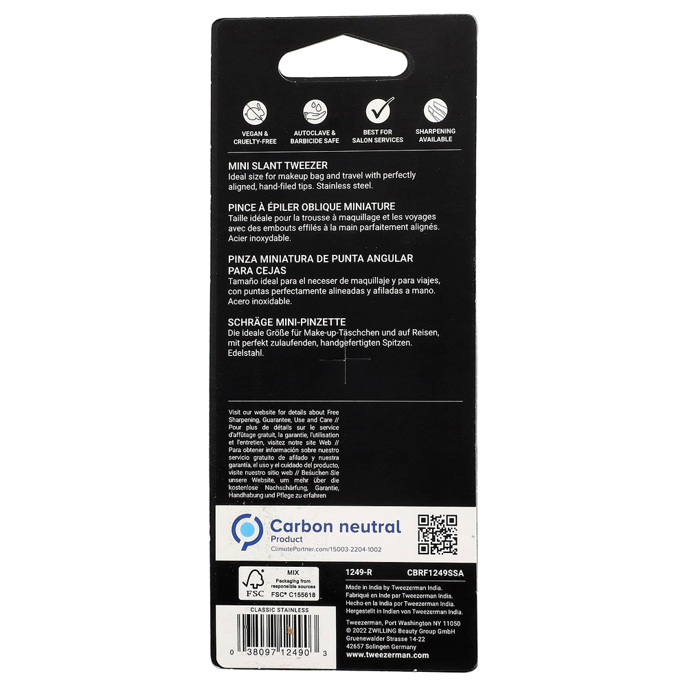 Tweezerman, косой мини-пинцет, 1 шт.
