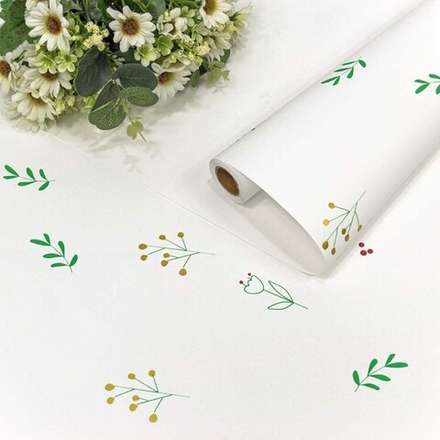 Упаковочная матовая пленка 60мкм (0,58*10 м) Веточки, Белый, 1 шт.