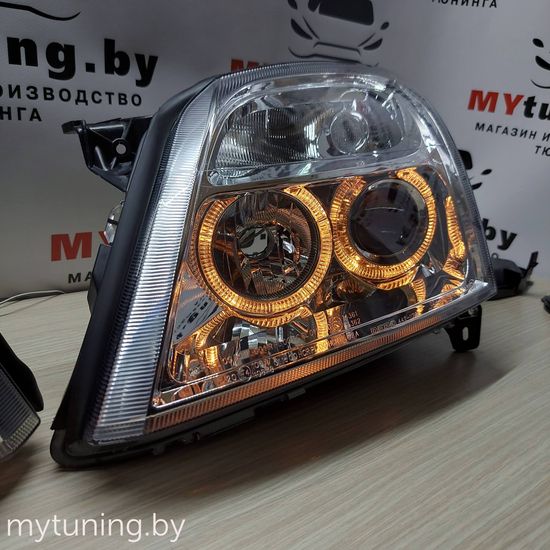 Передние фары angel eyes chrome для Opel Vectra C
