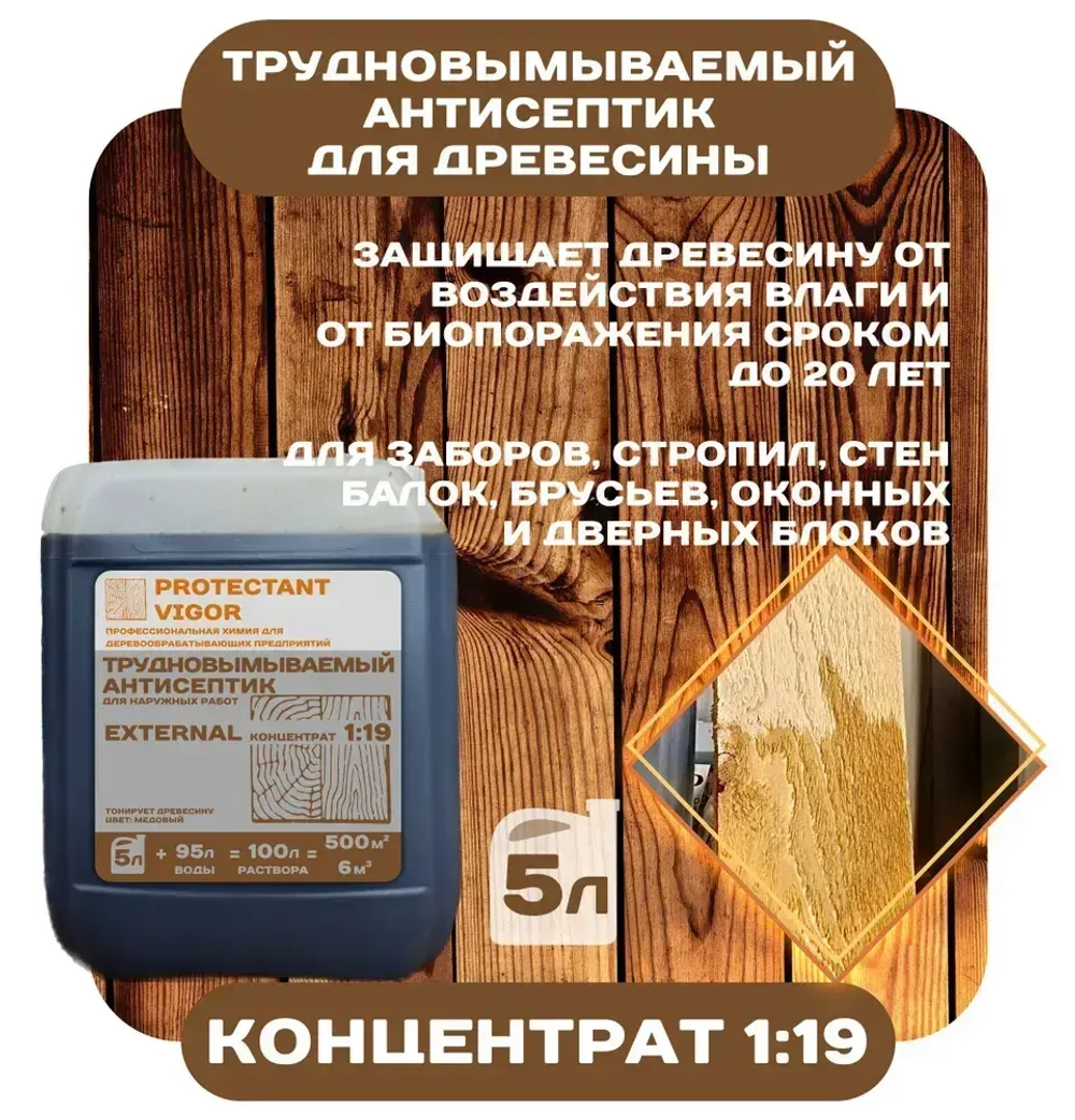 PROTECTANT VIGOR Строительный антисептик Глубокого проникновения 6 кг 5 л