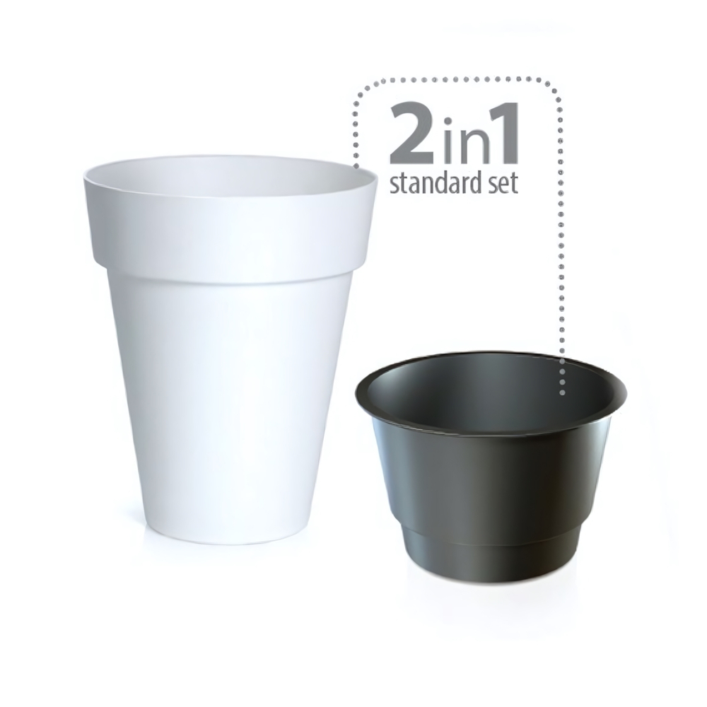 Кашпо CUBE slim 2в1 (с технолог горшком) d27,6 h34,9 V8/12л - белый