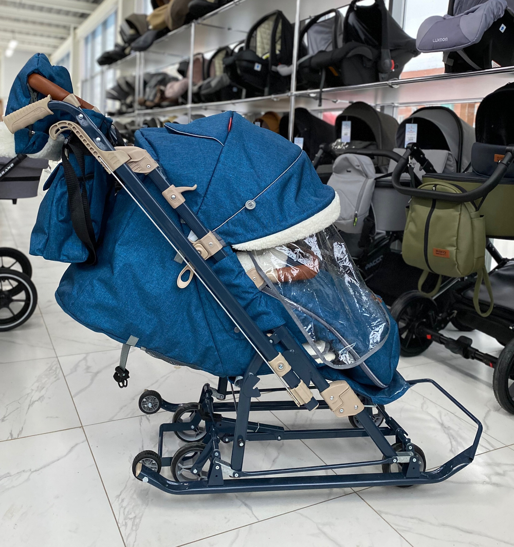 Коляска комбинированная (санки - коляска) «Ника Детям 7-8K» синий меланж (арт. НД7-8K/3)