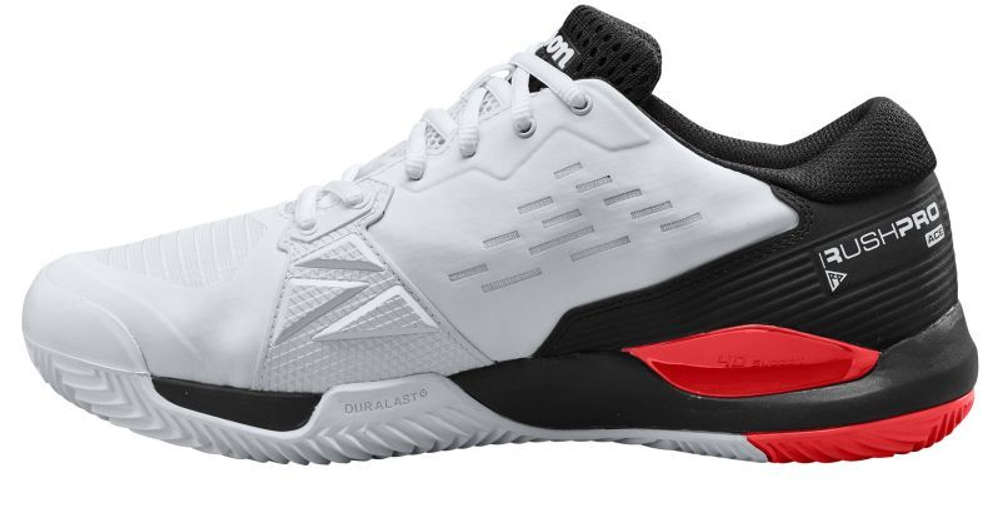 Мужские кроссовки теннисные Wilson Rush Pro Ace Clay M - white/black/poppy red