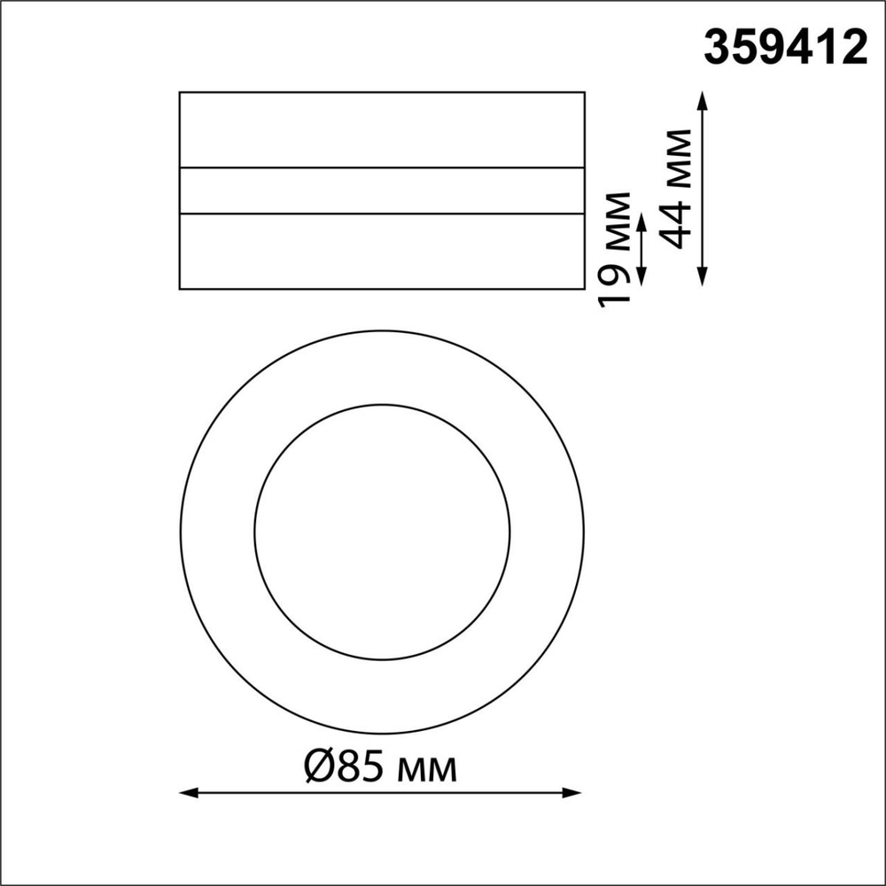 359412 OVER NT24 366 черный Светильник накладной/встраиваемый IP20 LED 5W 220V 4000K 240Лм GRODA