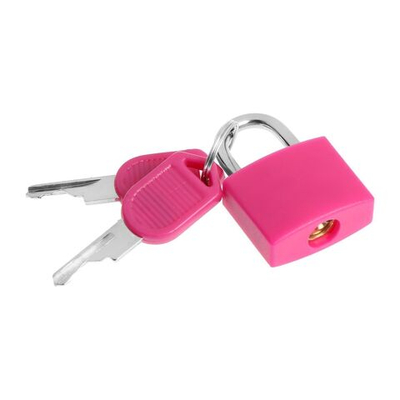 Розовый навесной замок для чемодана с 2 ключами