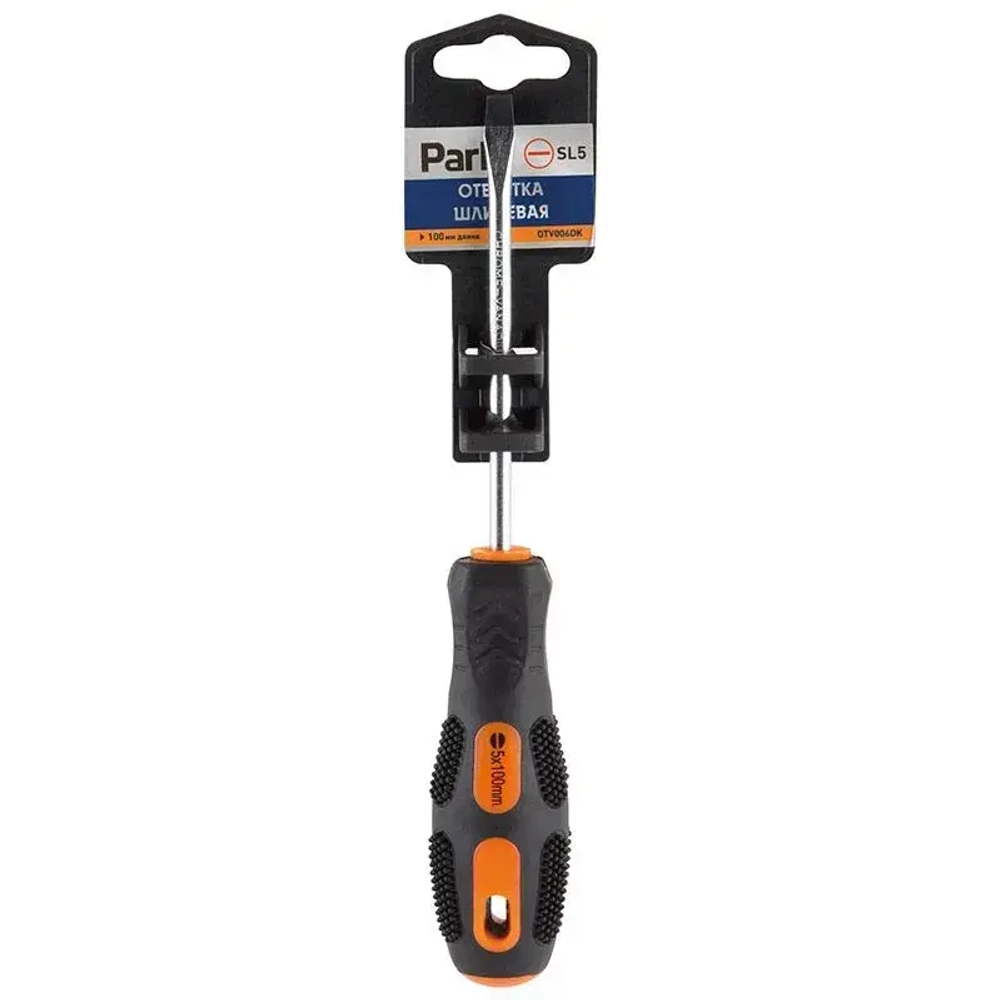 Отвертка Park Strom SL5x10cм, двухкомпонентная рукоятка OTV006DK, шлицевая
