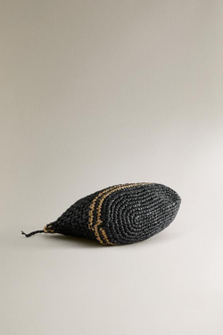 ZARA HOME ПЛЕТЕНАЯ БУМАЖНАЯ СУМКА-КЛАТЧ, ЧЕРНЫЙ