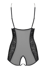 Чёрное кружевное боди с вырезом в интимном месте Diamond Teddy SM (42-44) (Цвет: черный)