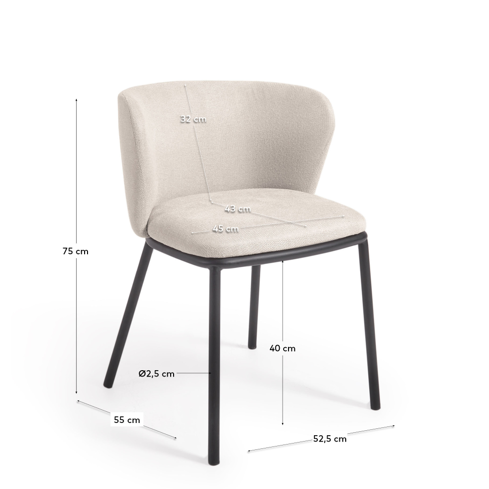 Ciselia Стул из бежевой синели и черной стали