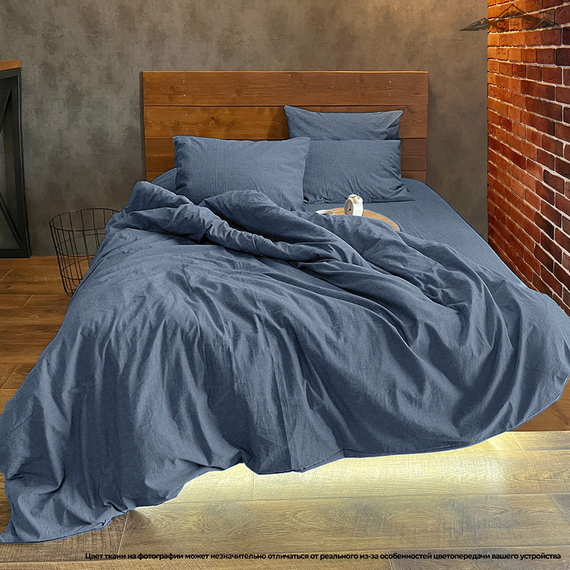 Вареный (стираный) хлопок, цв.Джинс меланж