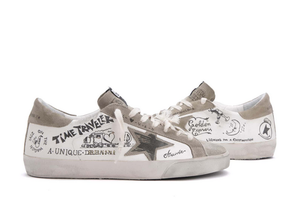 Мужские Кеды Golden Goose 'Superstar' Cuir Blanc Taupe