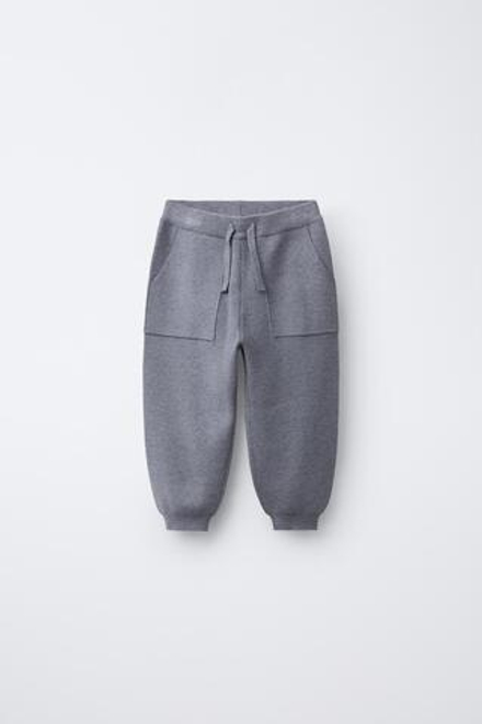ZARA ТРИКОТАЖНЫЕ БРЮКИ-ДЖОГГЕРЫ, СЕРЫЙ МЕЛАНЖ