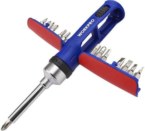 Реверсивная отвертка с трещоткой WORKPRO 3-72 15в1 (14 насадок) WP221061