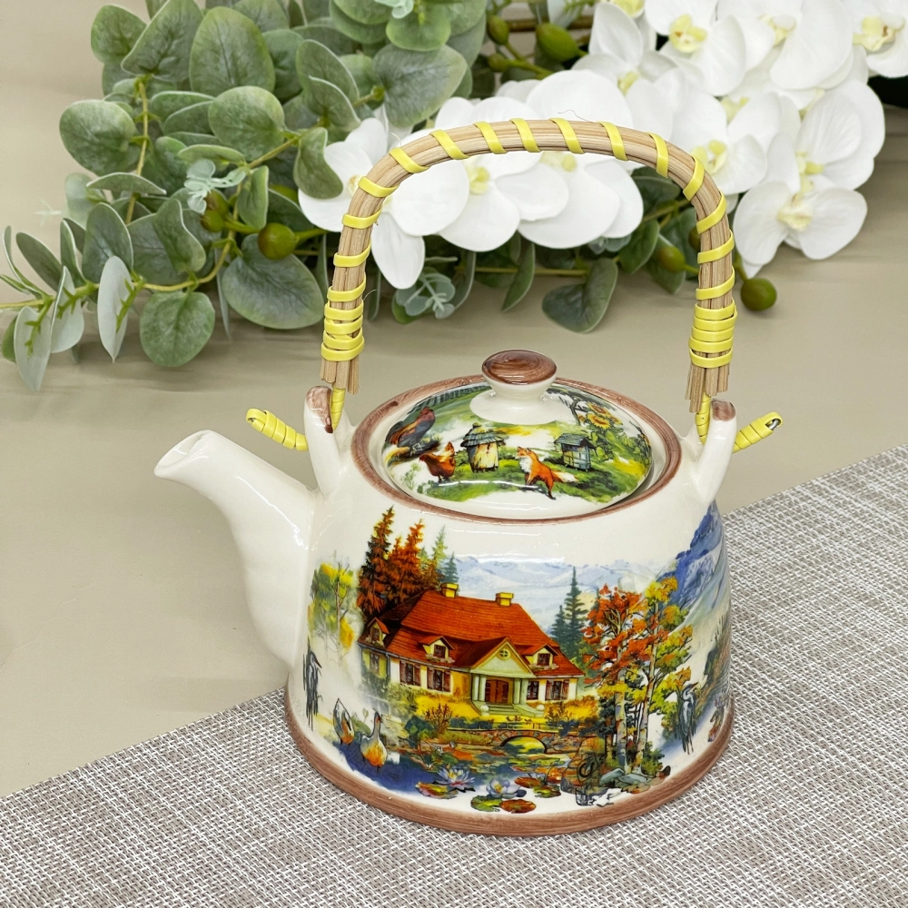 Чайник заварочный керамический 700мл с ситом «Пейзаж»