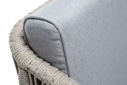 "Канны" кресло плетеное из роупа, каркас алюминий светло-серый (RAL7035) муар, роуп серый меланж круглый, ткань светло-серая