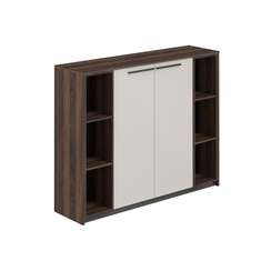 RF.407.DA.PG.DA / Шкаф средний с 2-мя стеллажами, 1540х410х1226 / корпус: дуб адриа, фасады: жемчужно-серый