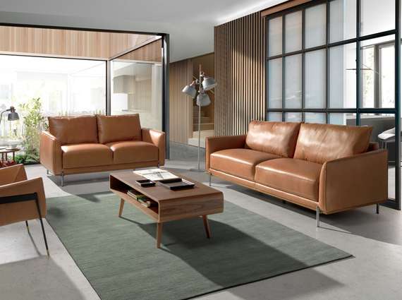 Трехместный диван Angel Cerda 5607-3P, коричневая кожа