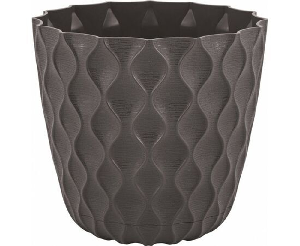 Горшок для цветов InGreen Wave с дрен. сеткой и съемным поддоном 2,5л D175мм белоснежный жасмин