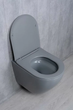 Унитаз подвесной Gid Tr2122TF-Lgm серый матовый, с крышкой микролифт, безободковый, слив-торнадо