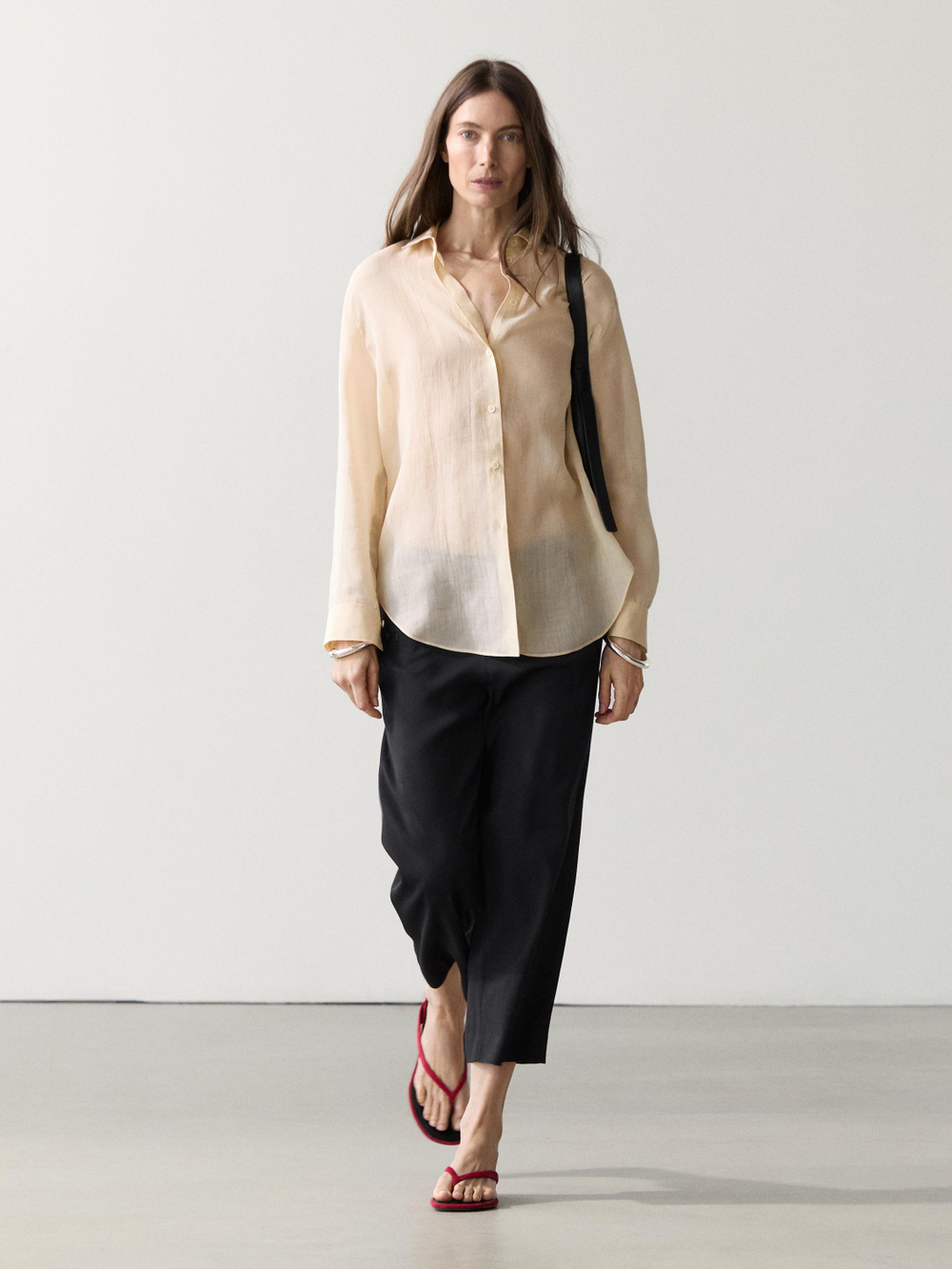 Massimo Dutti Рубашка свободного кроя с рубашечным воротником, бронзовый