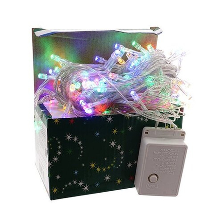 GAEM Электрогирлянда, L10,5 м, 100 разноцветных LED, 5,5W, 8 реж.свеч, шнур прозрачный 1,5м, IP20