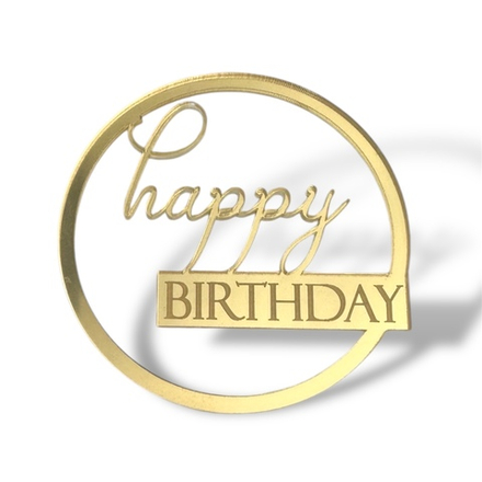 Топпер Торец happy birthday круглый акрил, 10см