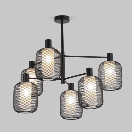 Потолочный светильник с металлическими абажурами и стеклянными плафонами 30191/6 черный