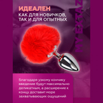 Металлическая анальная пробка с красным хвостиком Fluffy от Alive (9×4,1 см)