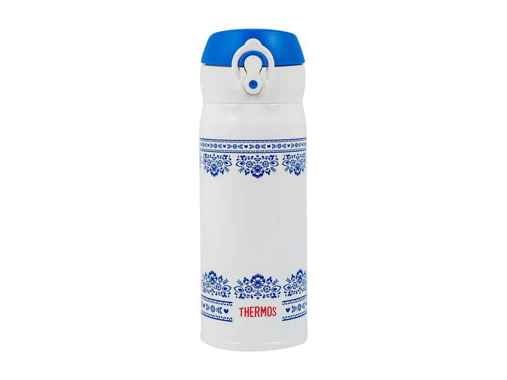 Термос для напитков (термокружка) THERMOS JNL-402 BLWH 0.4L, откидной механизм, бело-синий