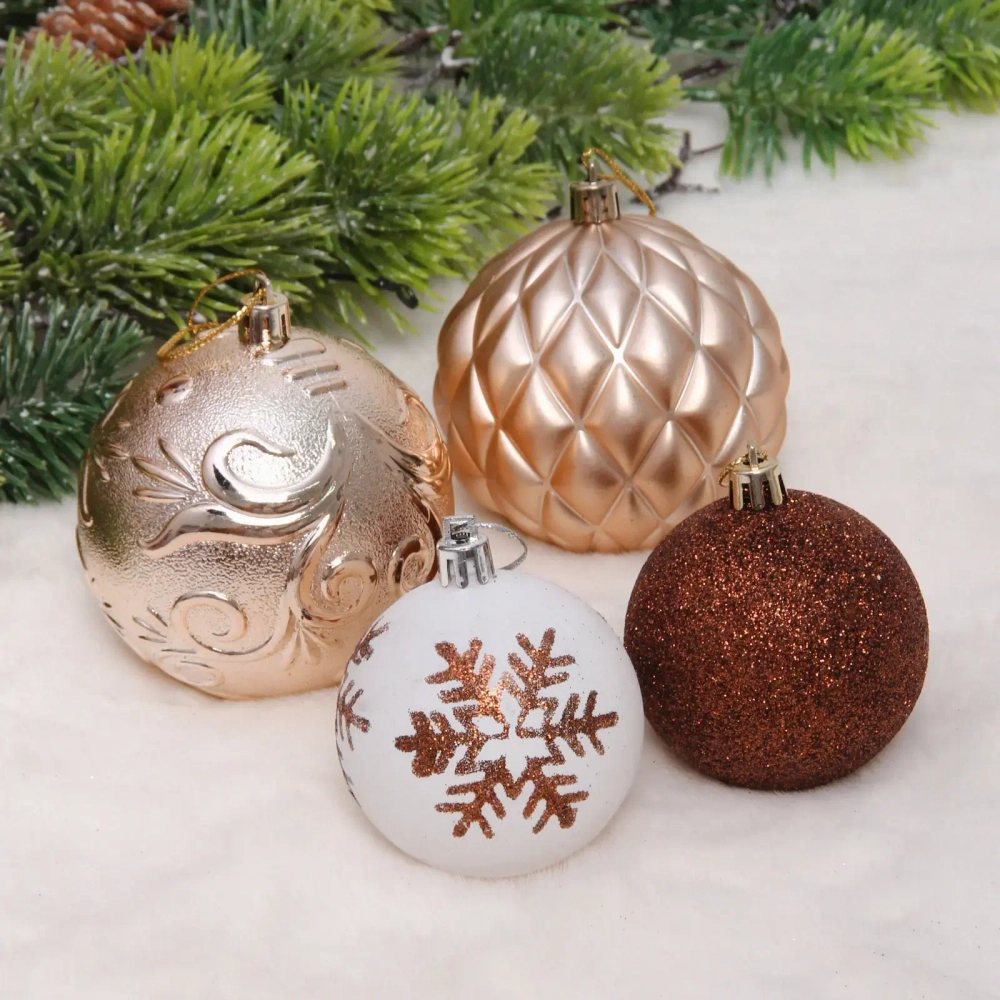 Новогодние шары «Изыск» 8/6 см (набор 18 шт), Шоколад/Шампань/Белый