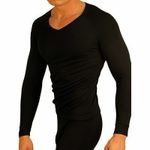 Мужской лонгслив черный v-образным вырезом  Doreanse 2980